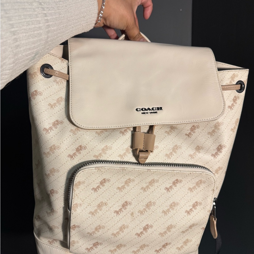 Coach Beige Signature Backpack